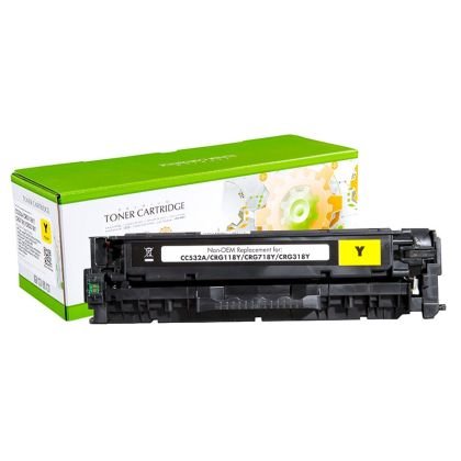 Тонер касета универсална Static Control Yellow HP no. 304A CC532A CRG-718Y SUPER PREMIUM Съвместим консуматив, стандартен капацитет 2 800 стр.